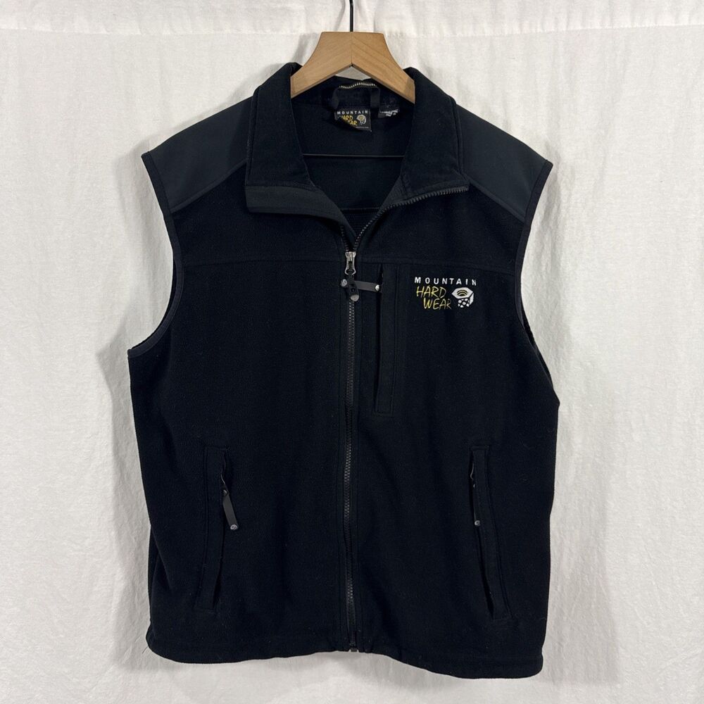 Mountain Hardwear Mens Gore Windstopper Black Fleece Vest Sz L Gorpcore Camping